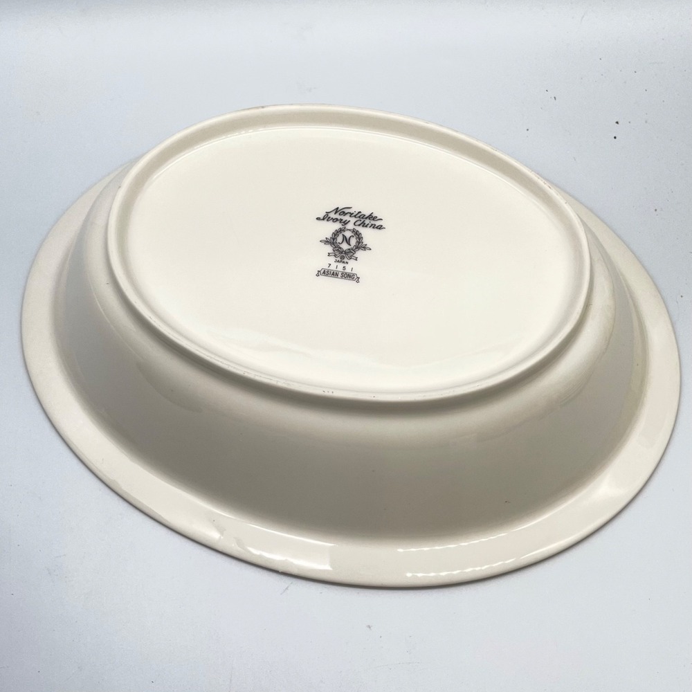 Noritake Asian Song Oval Vegetable Serving Bowl 10" Ivory China Gold Trim 7151 - Picture 3 of 3